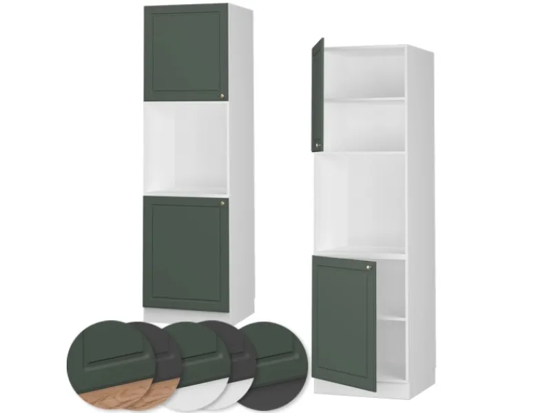 Vicco Herdumbauschrank Fame-Line Herdschrank Grün-Gold Landhaus/Weiß 60 cm Offen< Einbauküchen