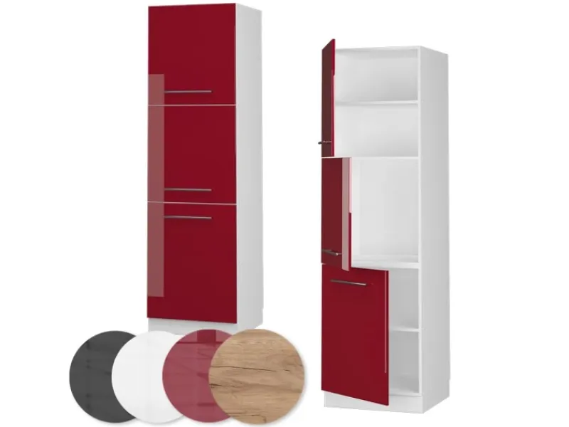 Herde|Einbauküchen<Vicco Herdumbauschrank Fame-Line Herdschrank Bordeaux Hochglanz/Weiß 60 cm
