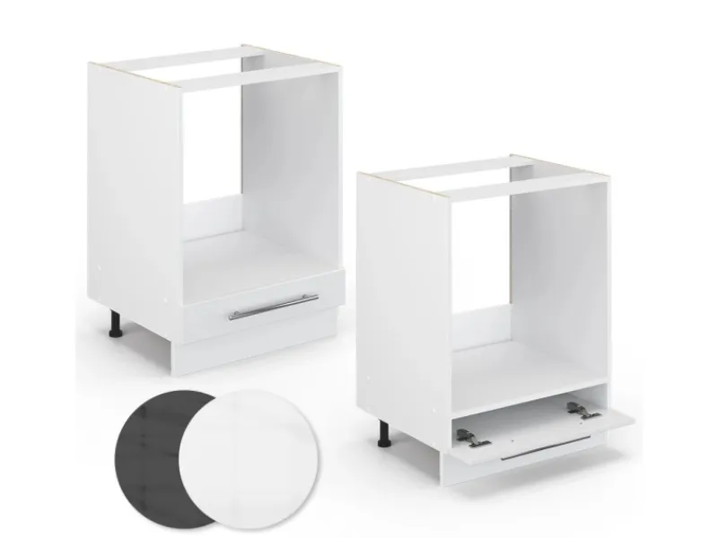 Vicco Herdumbauschrank Fame-Line Hochglanz/ 60 cm AP Marmor< Kochfelder