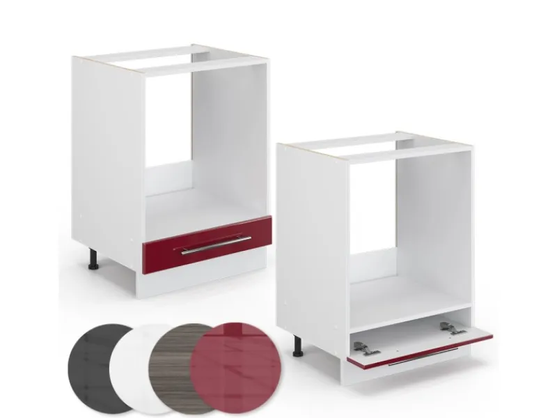 Vicco Herdumbauschrank Fame-Line Bordeaux Hochglanz/Weiß 60 cm ohne Arbeitsplatte< Einbauküchen