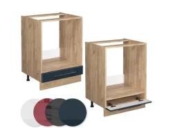 Vicco Herdumbauschrank Fame-Line Hochglanz/Goldkraft Eiche 60 cm ohne Arbeitsplatte< Single-Küchen|Pantryküchen