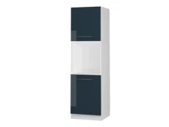 Vicco Herdumbauschrank Fame-Line Hochglanz/Weiß 60 cm mit Offenem Regal Dunkelblau