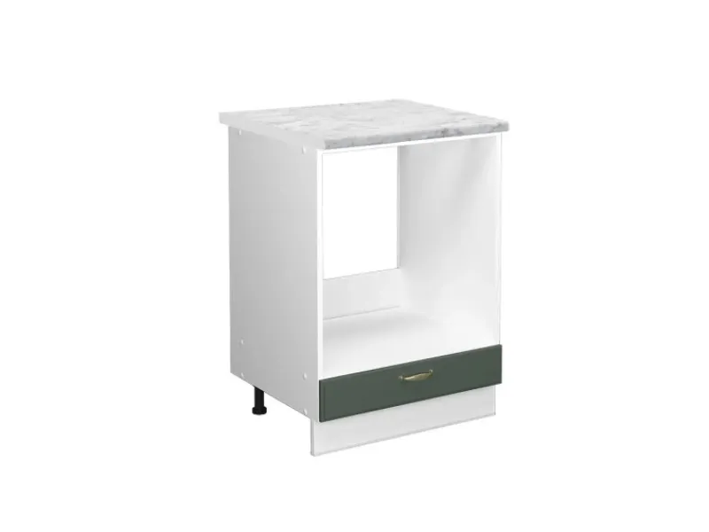 Vicco Herdumbauschrank Fame-Line Grün-Gold Landhaus/Weiß 60 cm AP Marmor< Einbauküchen