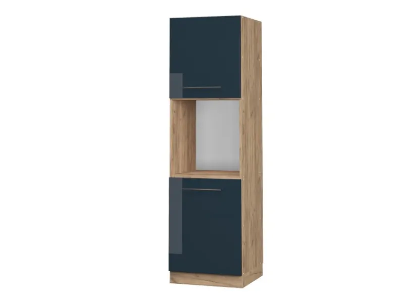 Kochfelder<Vicco Herdumbauschrank Fame-Line Hochglanz/Goldkraft Eiche 60 cm Offen