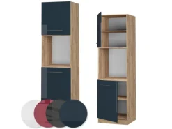Kochfelder<Vicco Herdumbauschrank Fame-Line Hochglanz/Goldkraft Eiche 60 cm Offen