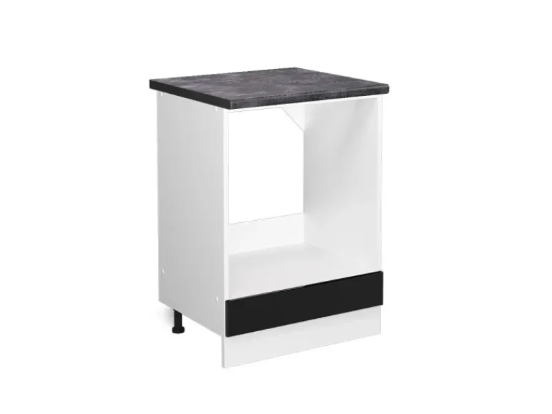 Discount Vicco Herdumbauschrank R-Line Schwarz Hochglanz/Weiß 60 cm AP Anthrazit Schwarz Glänzend
