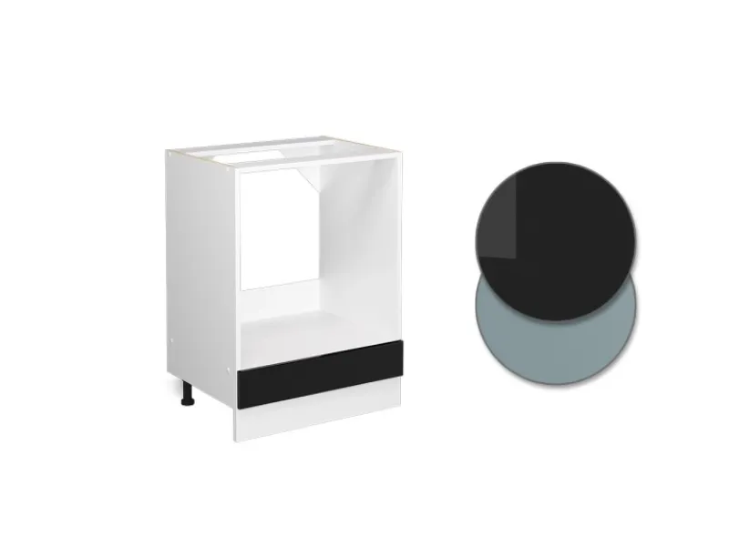 Discount Vicco Herdumbauschrank R-Line Schwarz Hochglanz/Weiß 60 cm AP Anthrazit Schwarz Glänzend