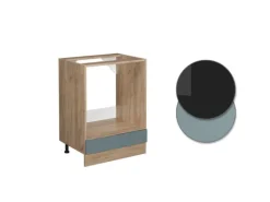 Vicco Herdumbauschrank R-Line Blau-Grau/Goldkraft Eiche 60 cm ohne Arbeitsplatte< Pfannen