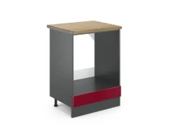 Vicco Herdumbauschrank R-Line Bordeaux Hochglanz/Anthrazit 60 cm AP Eiche< Herde
