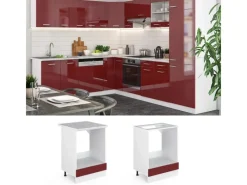 Herde<Vicco Herdumbauschrank R-Line Bordeaux Hochglanz/Weiß 60 cm AP Anthrazit