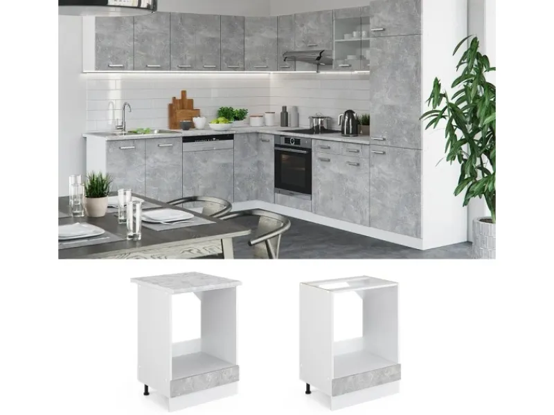 Sale Vicco Herdumbauschrank R-Line Herdschrank /Weiß 60 cm AP Eiche Beton