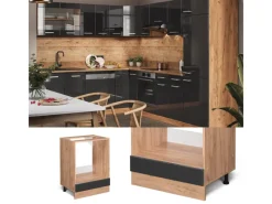Vicco Herdumbauschrank R-Line Hochglanz/Goldkraft Eiche 60 cm AP Eiche< Küchenschränke