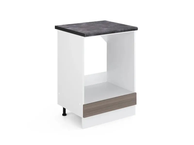 Herde<Vicco Herdumbauschrank R-Line Herdschrank Grau/Weiß 60 cm AP Anthrazit