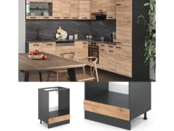 Vicco Herdumbauschrank R-Line Goldkraft /Anthrazit 60 cm AP mit Anthrazit Korpus< Herde|Küchenschränke
