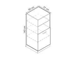 Outlet Vicco Herdumbauschrank R-Line Herdschrank Schwarz Beton/Anthrazit 60 cm Beton Anthrazit