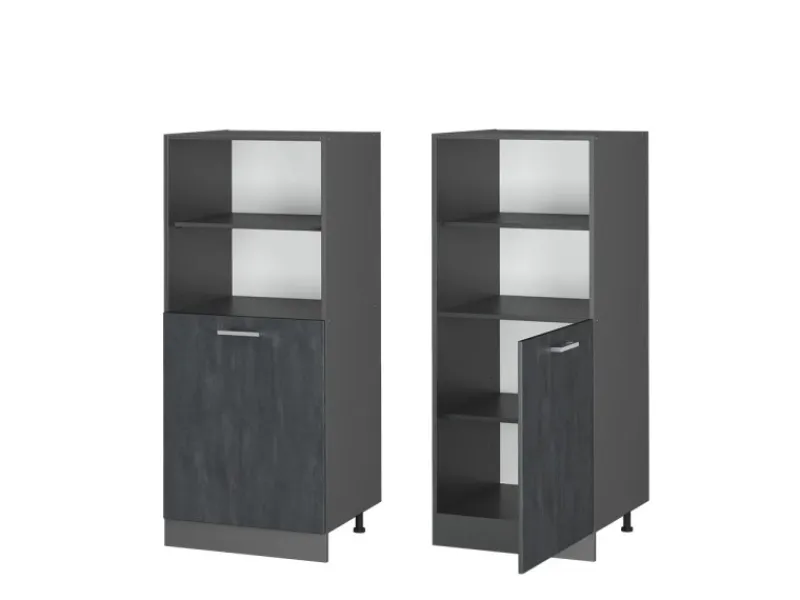 Outlet Vicco Herdumbauschrank R-Line Herdschrank Schwarz Beton/Anthrazit 60 cm Beton Anthrazit