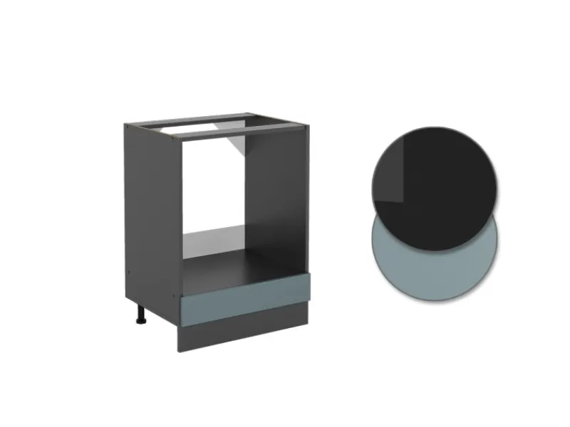 Vicco Herdumbauschrank R-Line Blau-Grau/Anthrazit 60 cm AP Anthrazit< Küchenschränke