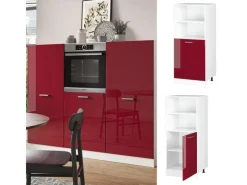 Einbauküchen<Vicco Herdumbauschrank R-Line Herdschrank Bordeaux Hochglanz/Weiß 60 cm