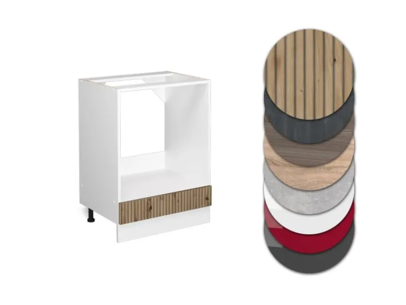 Herde<Vicco Herdumbauschrank R-Line Herdschrank Artisan-Eiche/Weiß 60 cm AP Eiche