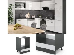 Vicco Herdumbauschrank R-Line Hochglanz/Anthrazit 60 cm AP Anthrazit< Kücheninseln