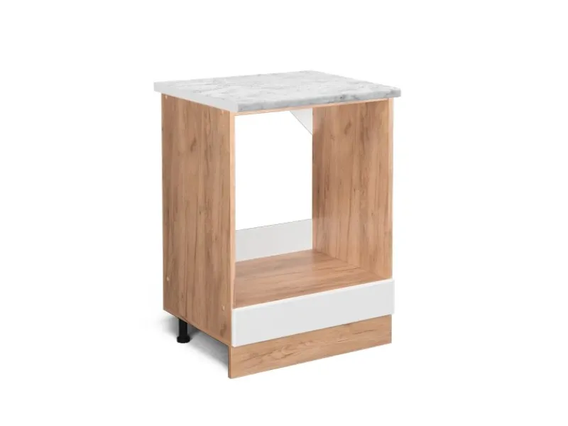 Herde<Vicco Herdumbauschrank R-Line Herdschrank Hochglanz 60 cm AP Marmor