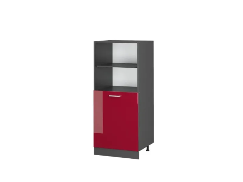 Clearance Vicco Herdumbauschrank R-Line Herdschrank Bordeaux Hochglanz/Anthrazit 60 cm Bordeaux-Glanz