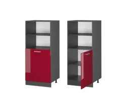 Clearance Vicco Herdumbauschrank R-Line Herdschrank Bordeaux Hochglanz/Anthrazit 60 cm Bordeaux-Glanz
