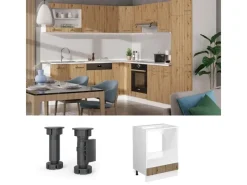 Vicco Herdumbauschrank R-Line Artisan-Eiche/Weiß 60 cm ohne Arbeitsplatte< Pfannen