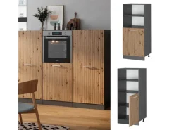 Vicco Herdumbauschrank R-Line Herdschrank Artisan-Eiche/Anthrazit 60 cm< Herde