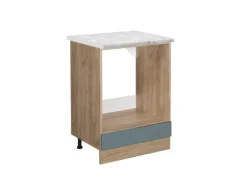 Herde|Kochfelder<Vicco Herdumbauschrank R-Line Blau-Grau/Goldkraft Eiche 60 cm AP Marmor