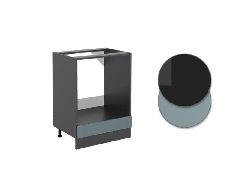 Pfannen<Vicco Herdumbauschrank R-Line Blau-Grau/Anthrazit 60 cm ohne Arbeitsplatte