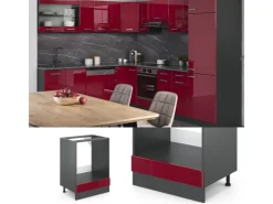 Sale Vicco Herdumbauschrank R-Line Bordeaux Hochglanz/Anthrazit 60 cm ohne Arbeitsplatte Bordeaux-Glanz