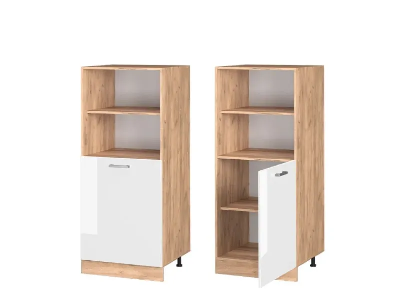 Sale Vicco Herdumbauschrank R-Line Herdschrank Hochglanz/Goldkraft Eiche 60 cm Weiß