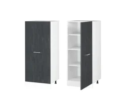 Vicco Herdumbauschrank R-Line Herdschrank Schwarz Beton/Weiß 60 cm Beton Anthrazit