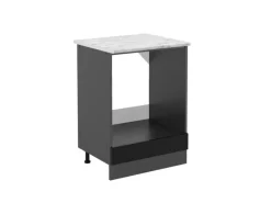 Vicco Herdumbauschrank R-Line Schwarz Hochglanz/Anthrazit 60 cm AP Marmor< Kücheninseln