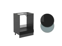 Vicco Herdumbauschrank R-Line Schwarz Hochglanz/Anthrazit 60 cm AP Marmor< Kücheninseln