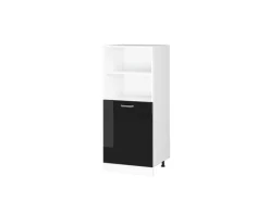 Herde<Vicco Herdumbauschrank R-Line Herdschrank Schwarz Hochglanz/Weiß 60 cm