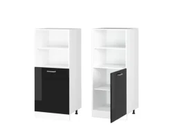 Herde<Vicco Herdumbauschrank R-Line Herdschrank Schwarz Hochglanz/Weiß 60 cm