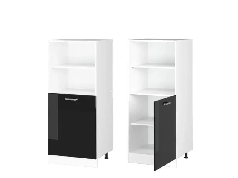 Herde<Vicco Herdumbauschrank R-Line Herdschrank Schwarz Hochglanz/Weiß 60 cm