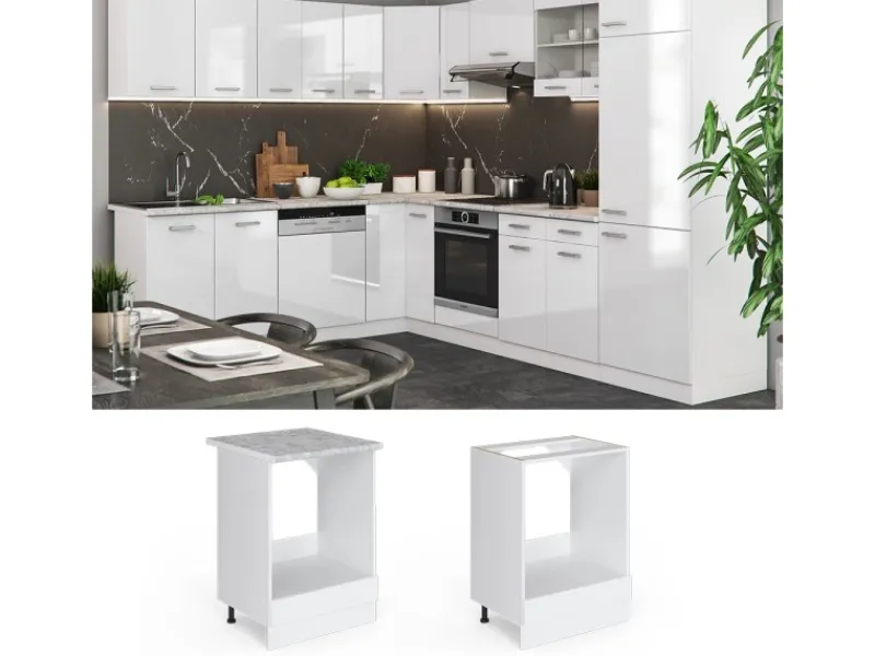Vicco Herdumbauschrank R-Line Hochglanz/ 60 cm AP Anthrazit< Kochfelder|Küchenschränke