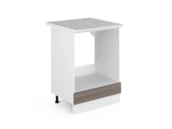 Vicco Herdumbauschrank R-Line Herdschrank Grau/Weiß 60 cm AP Marmor< Herde
