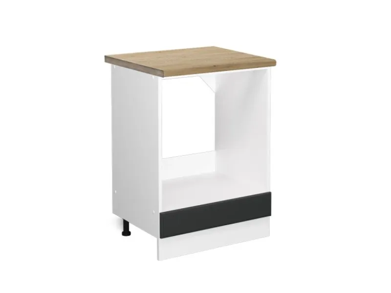 Hot Vicco Herdumbauschrank R-Line Anthrazit Landhaus/Weiß 60 cm AP Eiche Anthrazitgrau