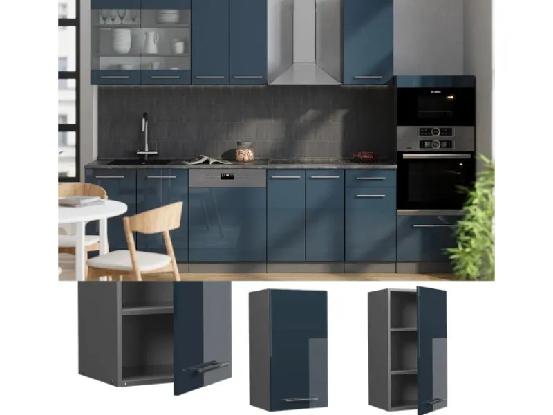 Vicco Hängeschrank Fame-Line Hängender Küchenschrank Hochglanz/Anthrazit 40 cm< Küchenschränke