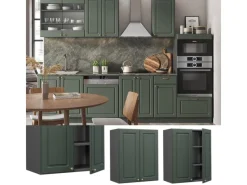 Vicco Hängeschrank Fame-Line Hängender Küchenschrank Grün-Gold Landhaus/Anthrazit 60 cm< Küchenschränke