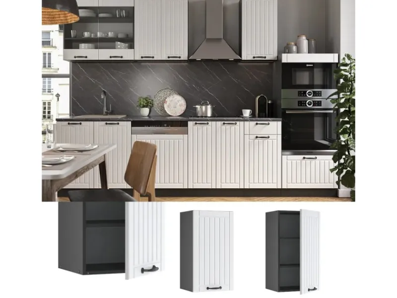 Vicco Hängeschrank Fame-Line Hängender Küchenschrank Landhaus/Anthrazit 40 cm Weiß