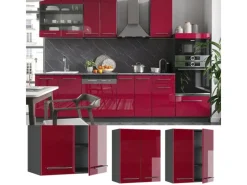 Online Vicco Hängeschrank Fame-Line Hängender Küchenschrank Bordeaux Hochglanz/Anthrazit 60 cm Bordeaux-Glanz