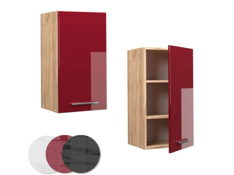 Vicco Hängeschrank Fame-Line Bordeaux Hochglanz/Goldkraft Eiche 40 cm Bordeaux-Glanz