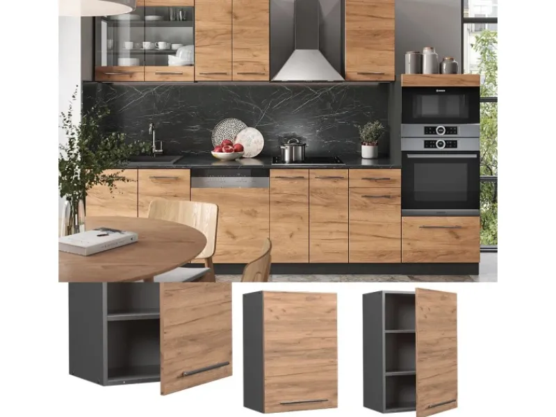 Sale Vicco Hängeschrank Fame-Line Hängender Küchenschrank Goldkraft /Anthrazit 50 cm Eiche