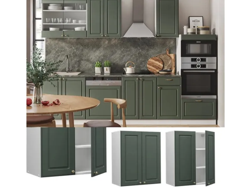 Sale Vicco Hängeschrank Fame-Line Hängender Küchenschrank Grün-Gold Landhaus/Weiß 60 cm Dunkelgrün