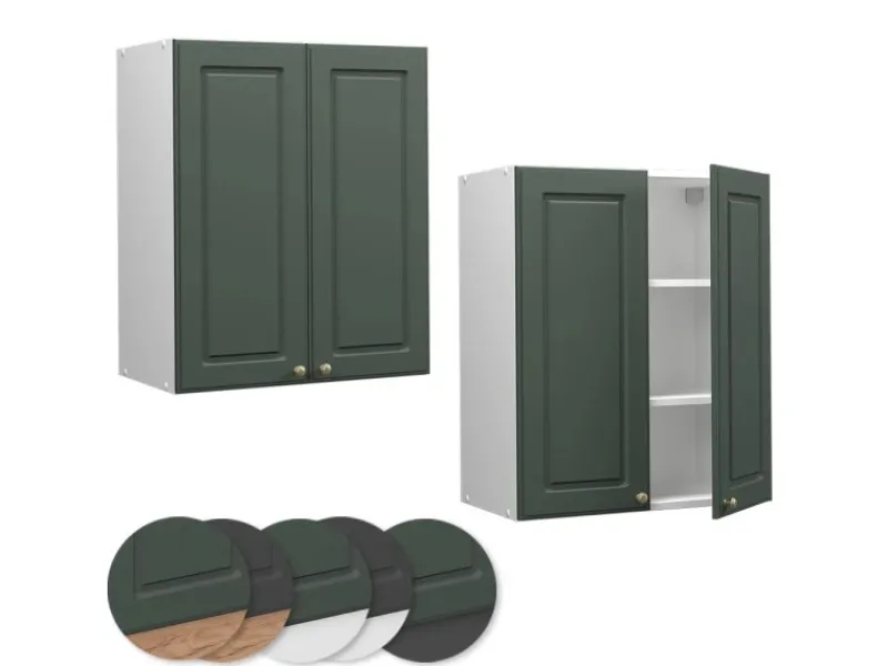 Sale Vicco Hängeschrank Fame-Line Hängender Küchenschrank Grün-Gold Landhaus/Weiß 60 cm Dunkelgrün